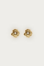 Studs met ranonkel bloem en imitatieparel - My Jewellery