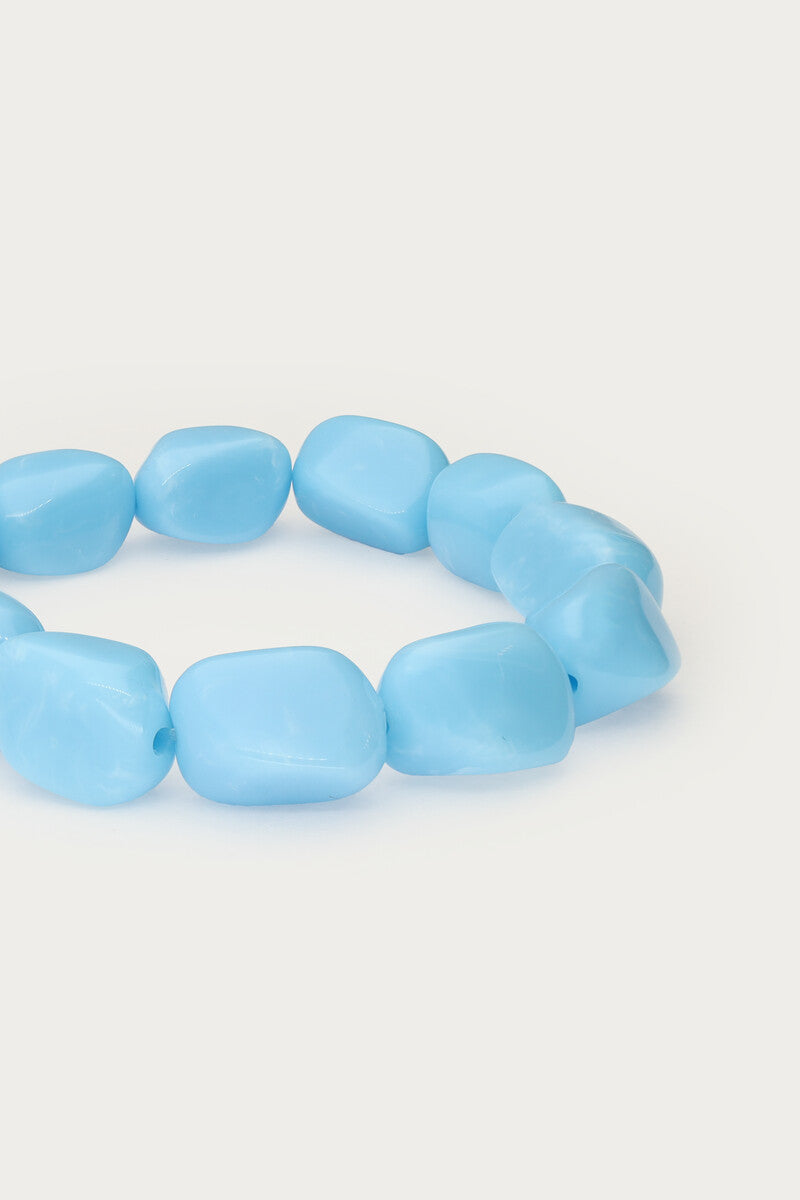 Tropical blauwe elastieken kralen armband - My Jewellery