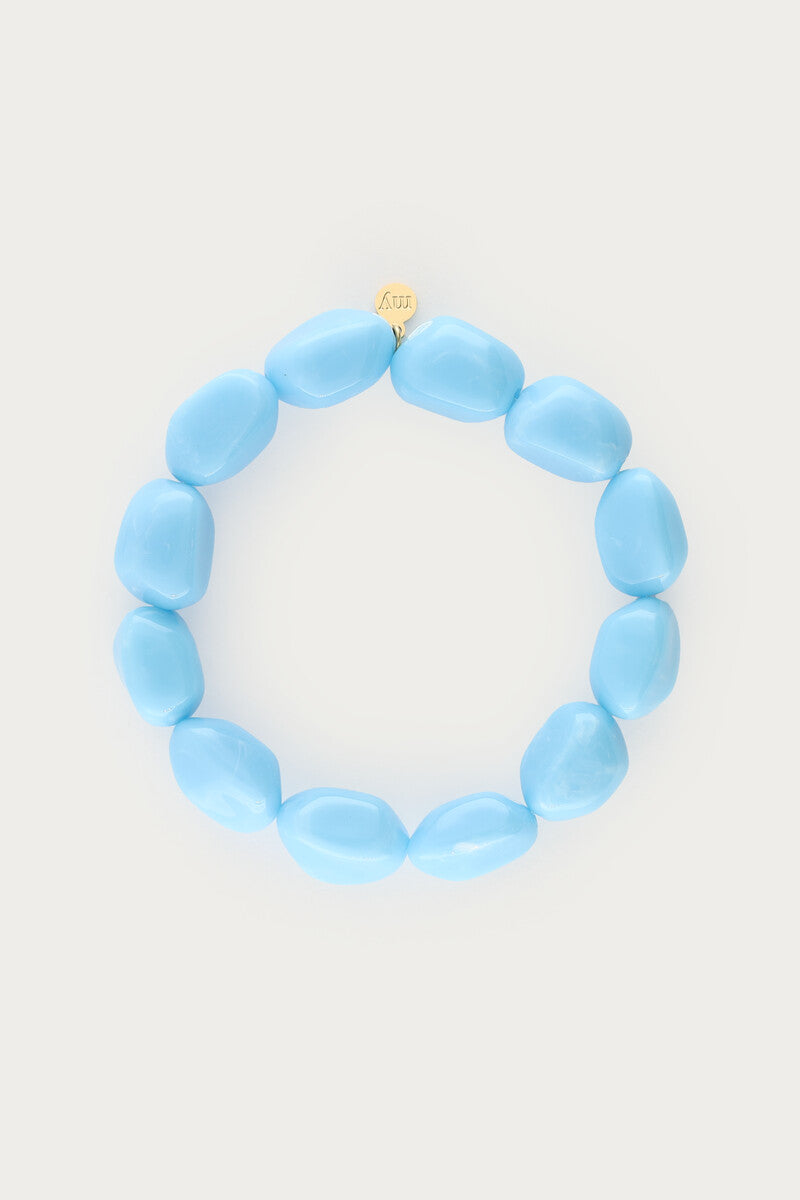 Tropical blauwe elastieken kralen armband - My Jewellery