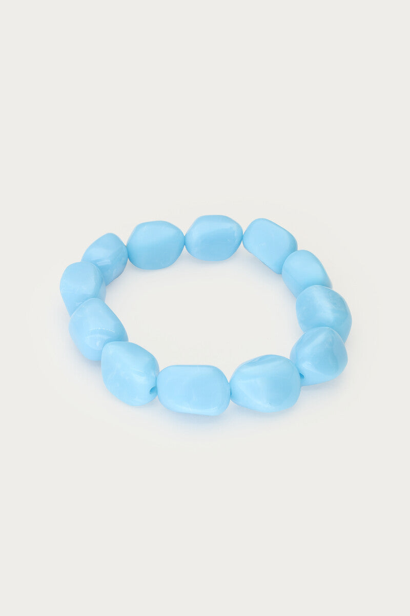 Tropical blauwe elastieken kralen armband - My Jewellery