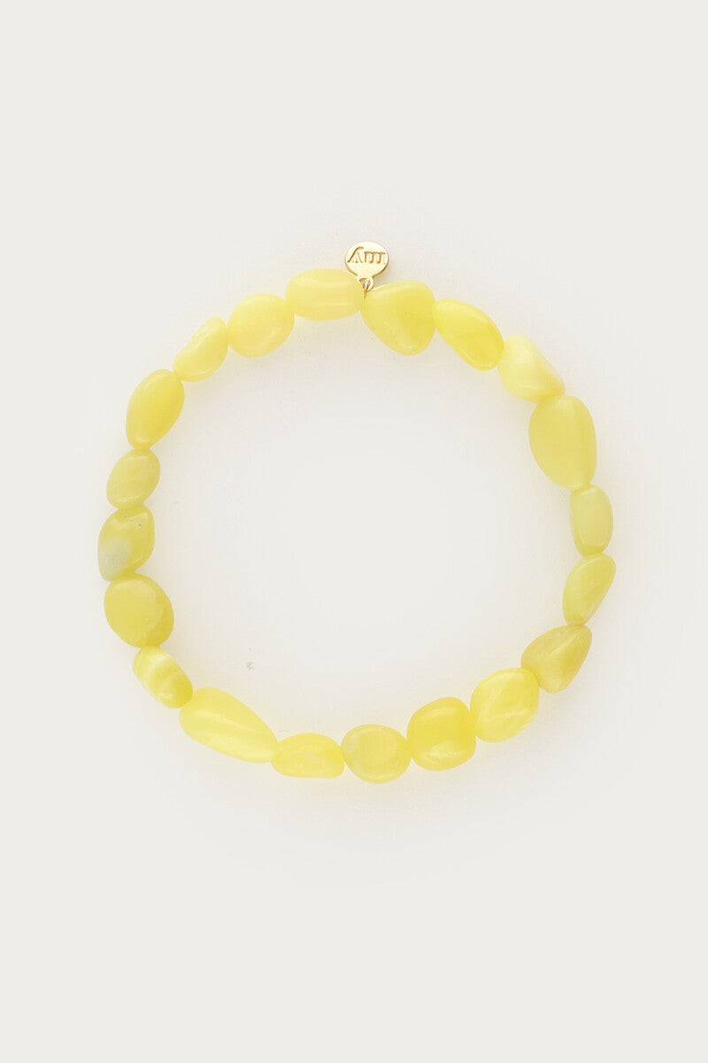 Tropical geel-groene elastieken kralen armband - My Jewellery