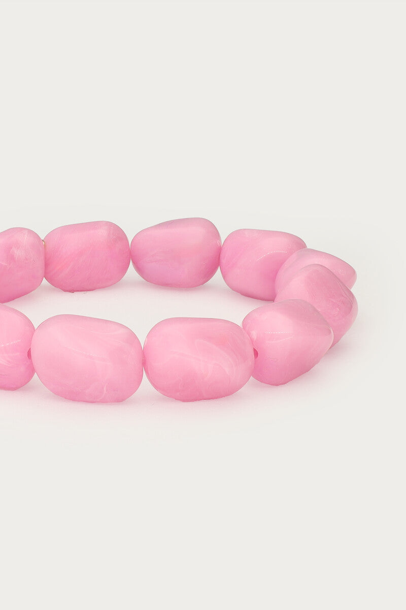 Tropical roze elastieken kralen armband - My Jewellery