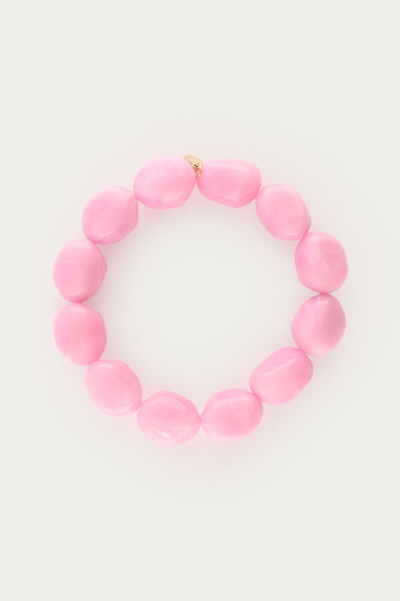 Tropical roze elastieken kralen armband - My Jewellery
