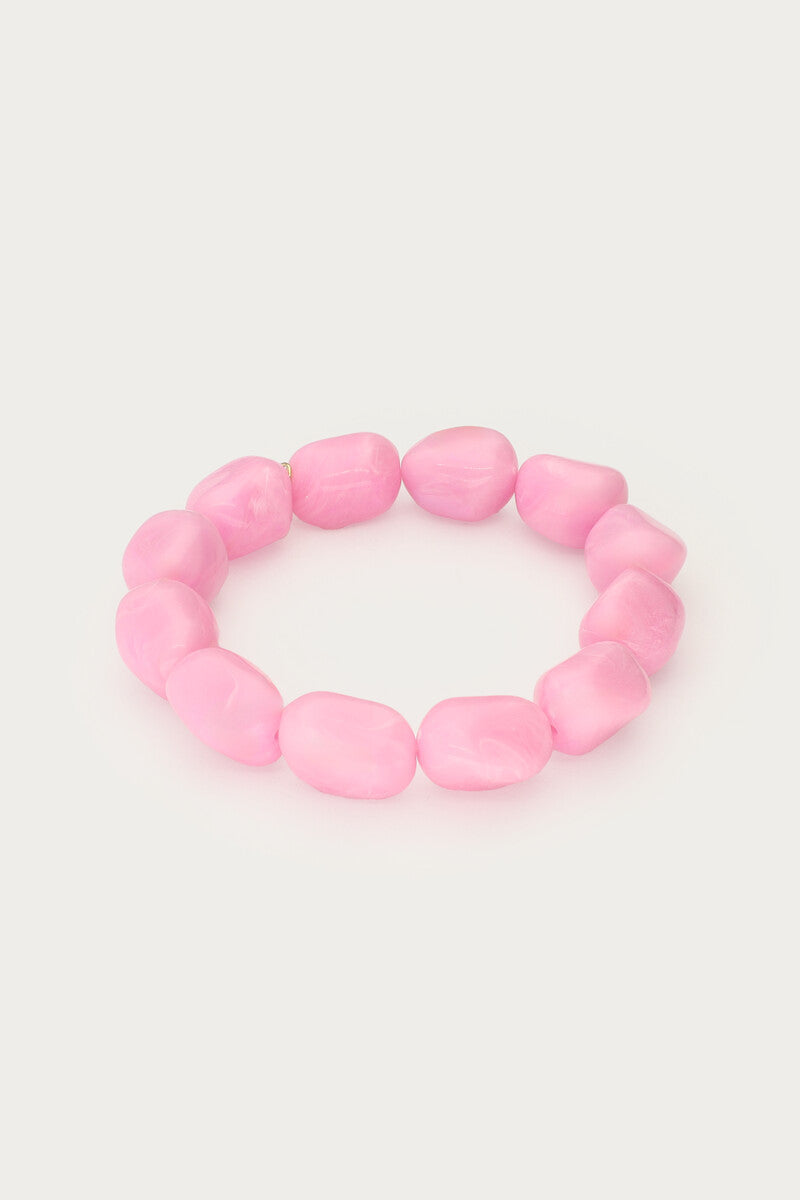 Tropical roze elastieken kralen armband - My Jewellery