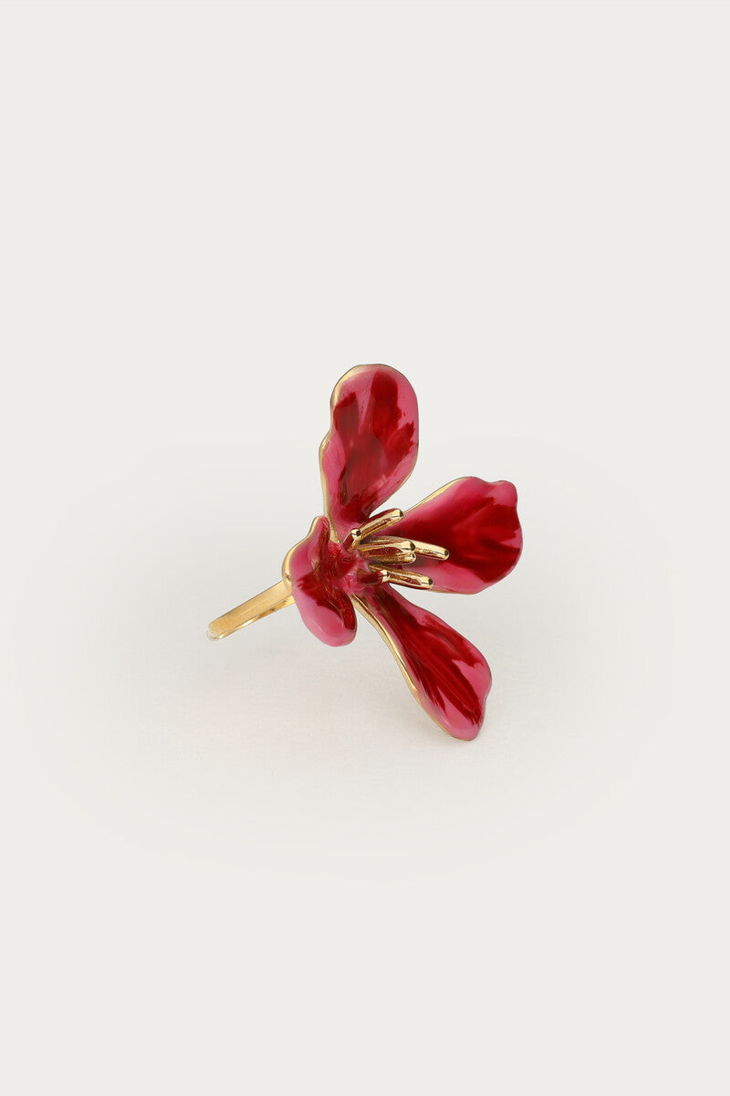 Tropical roze statement ring met bloem - My Jewellery