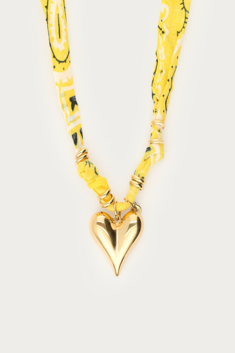 Tropical gele bandana ketting met hartje - My Jewellery