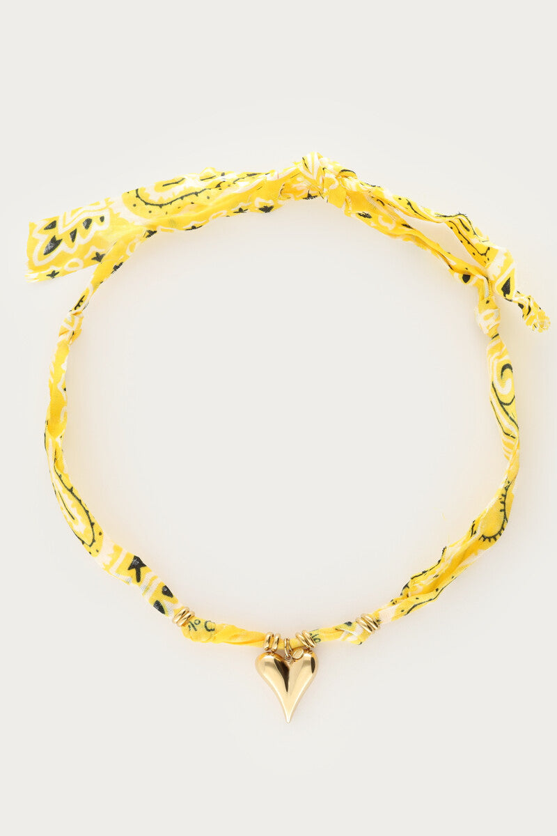 Tropical gele bandana ketting met hartje - My Jewellery