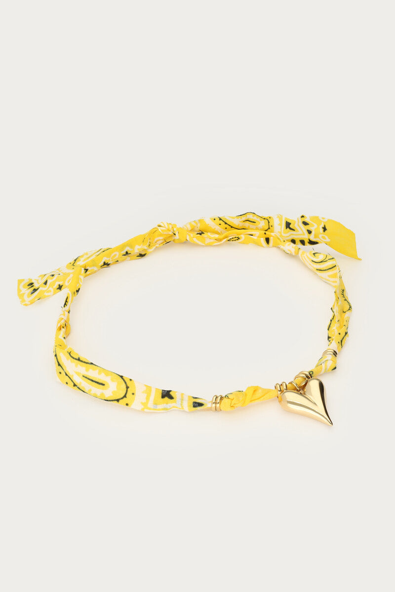 Tropical gele bandana ketting met hartje - My Jewellery