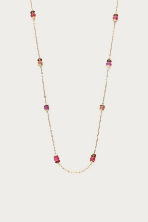 Vintage ketting met rood paarse kralen - My Jewellery