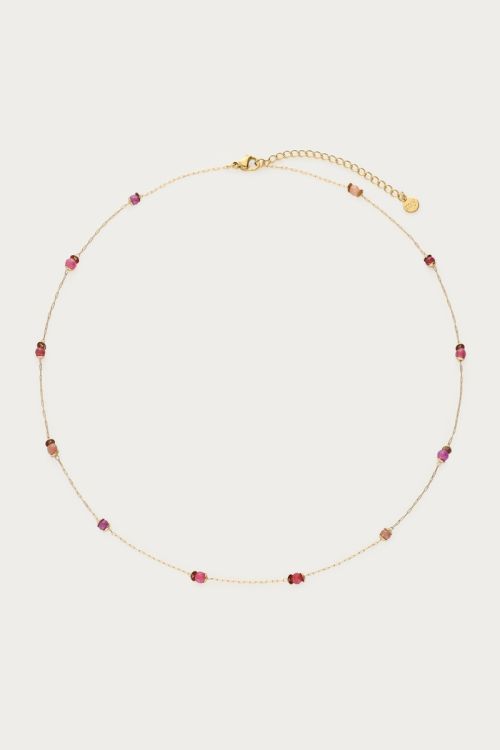 Vintage ketting met rood paarse kralen - My Jewellery