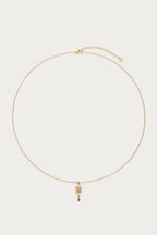 Vintage ketting met vierkante licht roze strass steen - My Jewellery