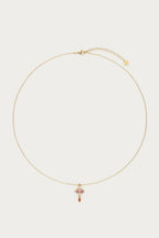 Vintage ketting met vierkante roze strass steen - My Jewellery
