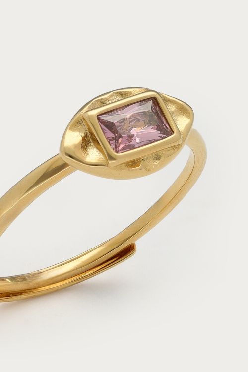 Vintage ring met licht roze strass steen - My Jewellery