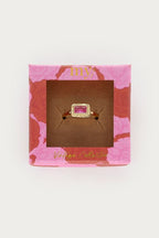 Vintage ring met roze vierkante strass steen - My Jewellery