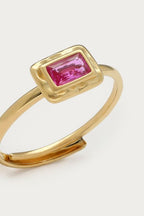Vintage ring met roze vierkante strass steen - My Jewellery