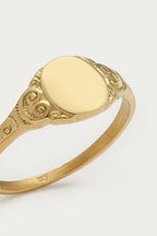 Vintage zegelring met krul motief  - My Jewellery