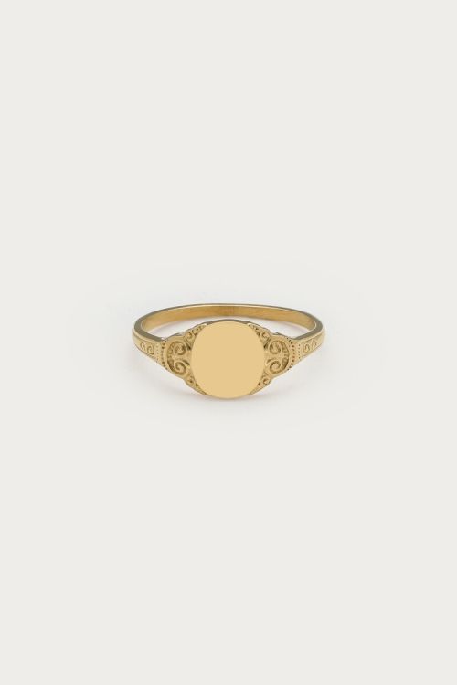 Vintage zegelring met krul motief  - My Jewellery