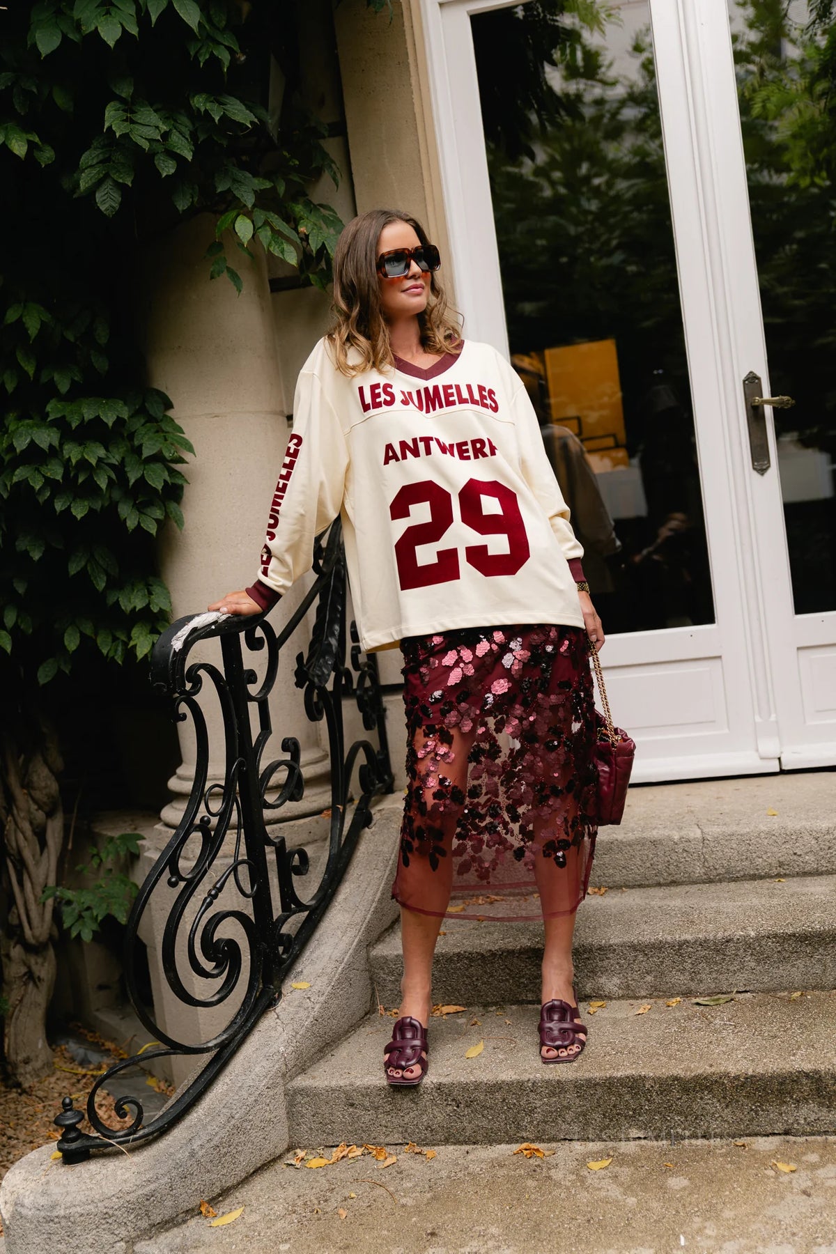 Cleo sequined skirt burgundy - Les jumelles