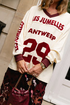 Sweat-shirt Varsity jaune beurre/bordeaux - Les Jumelles